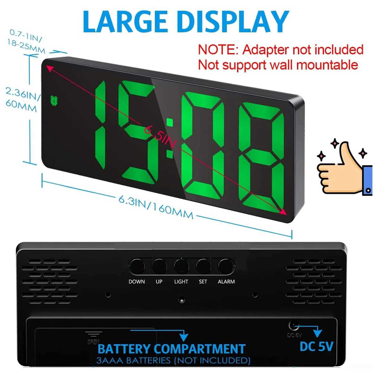 Digital Alarm Clock LED Clock With Temperature Display Adjustable Brightness Desktop Electronic Table Clocks Minimalist Style M251205 - view 3