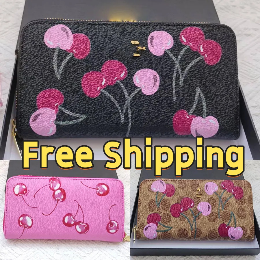 cherry womens designer wallet long women designer wallet woman high quality luxury wallets designers for women small zippy portefeuille leather card holder purse