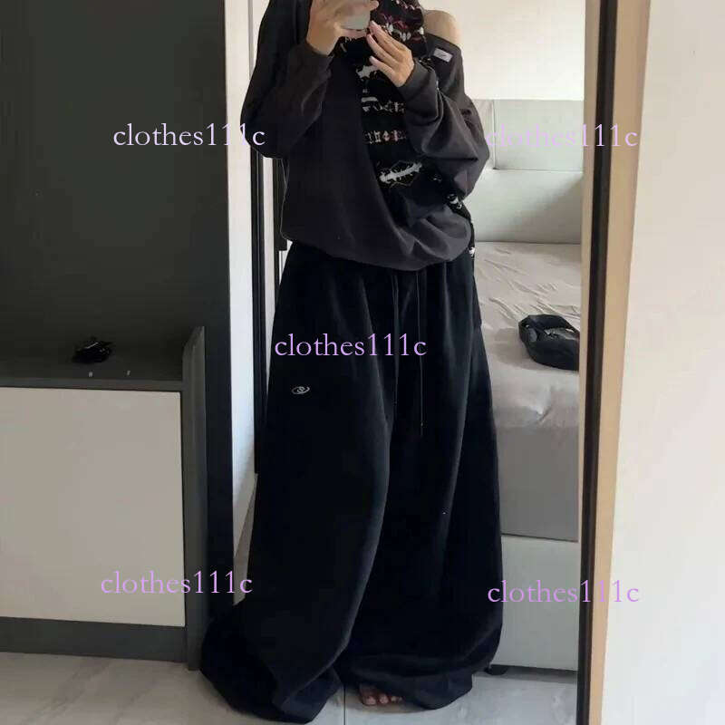 Oversize Cotton Woman Black Sweatpants Y2k Korean Streetwear Loose Casual Jogger Pants High Waist All Match Drawstring Trousers