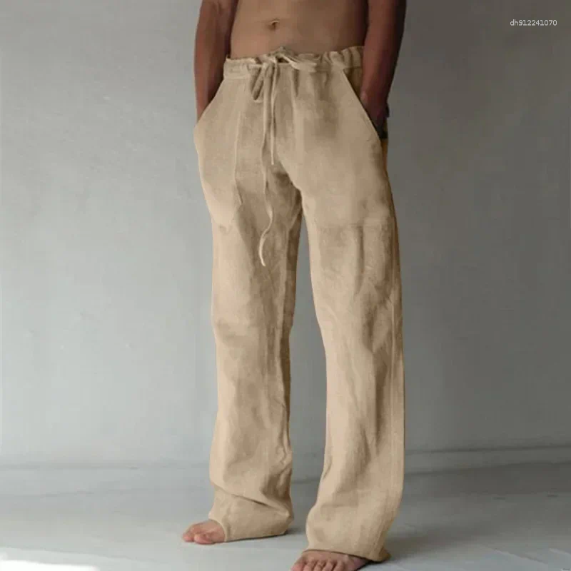 Men's Pants 2026 Men Spring Summer Quality Trousers Mens Cotton Breathable Comfortable Casual Home Straight Linen