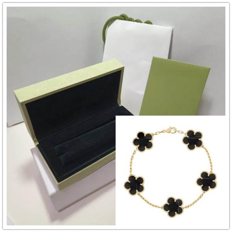 Designer 18K Gold Plated Classic Fashion Charm Bracelet Four leaf Clover Designers Jewelry Elegant Mother of Pearl Bracelets with original retail box set