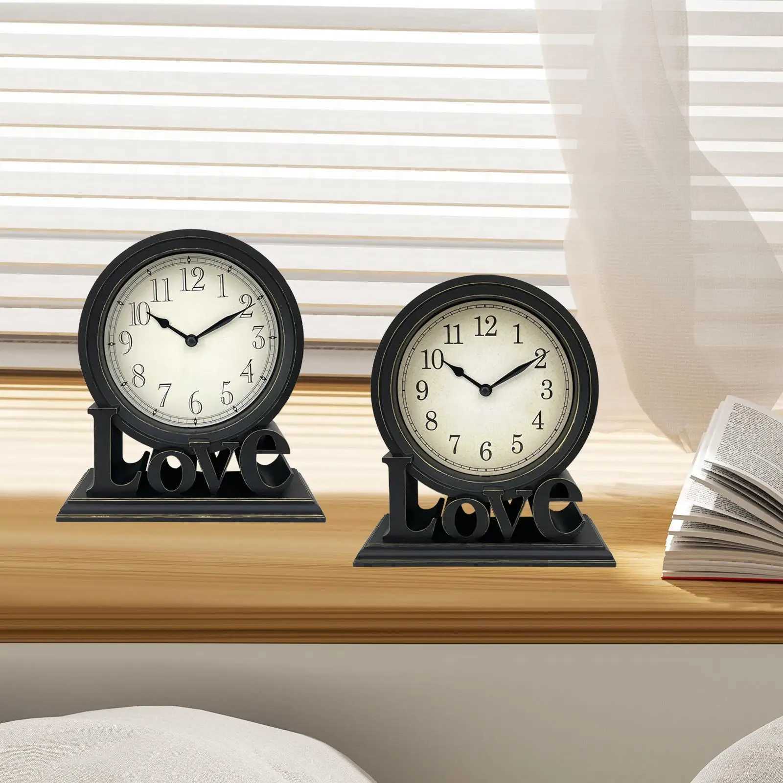 Desk Clock Non Ticking European Style Super Silent Decorative Table Clock Retro for Table Bedroom Indoor Room Decor Desktop M251205 - view 4
