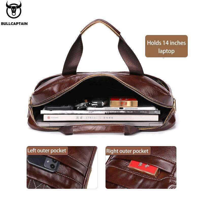 Luxury Bag Designer Shoulder Bags Totes Hobo BULLCAPTAIN Bag Top Layer Leather Men S Laptop Briefcase Work Business Travel