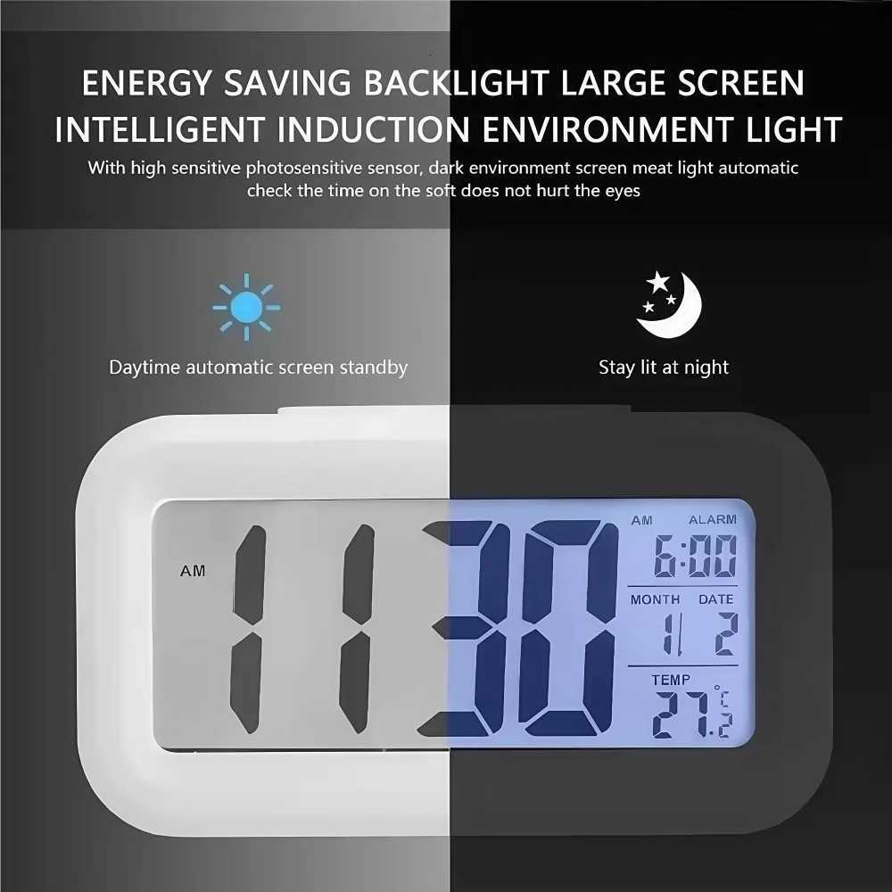 Led Digital Alarm Clock Backlight Data Times Calendar Desktop Multi-function Electronic Bedroom Decoration Desk Decorations Wall M251205 - view 4
