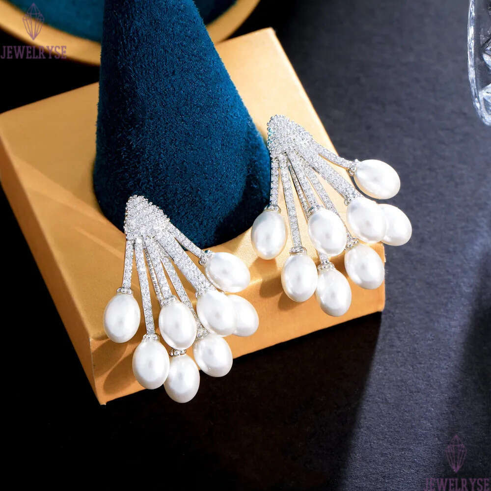 Charm Vintage 18K Gold Baroque Pearl Designer Earring for Woman AAA Cubic Zirconia Copper Womens Party Bridal Wedding Engagement Diamond Earrings Jewe