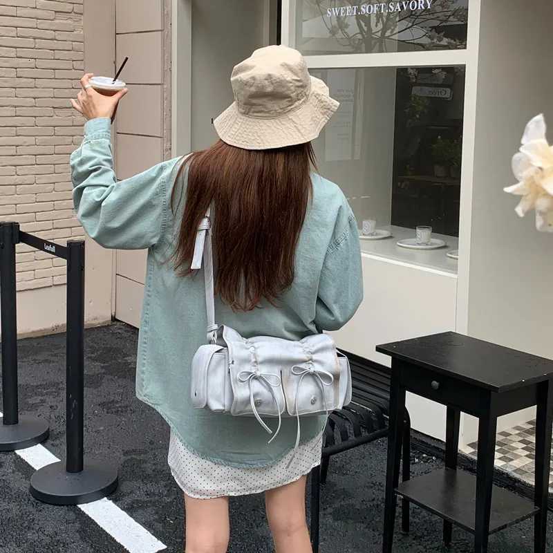 Celebritys same style wasteland style dark versatile pleated drstring handbag 2024 new shoder crossbody wens bag H251205