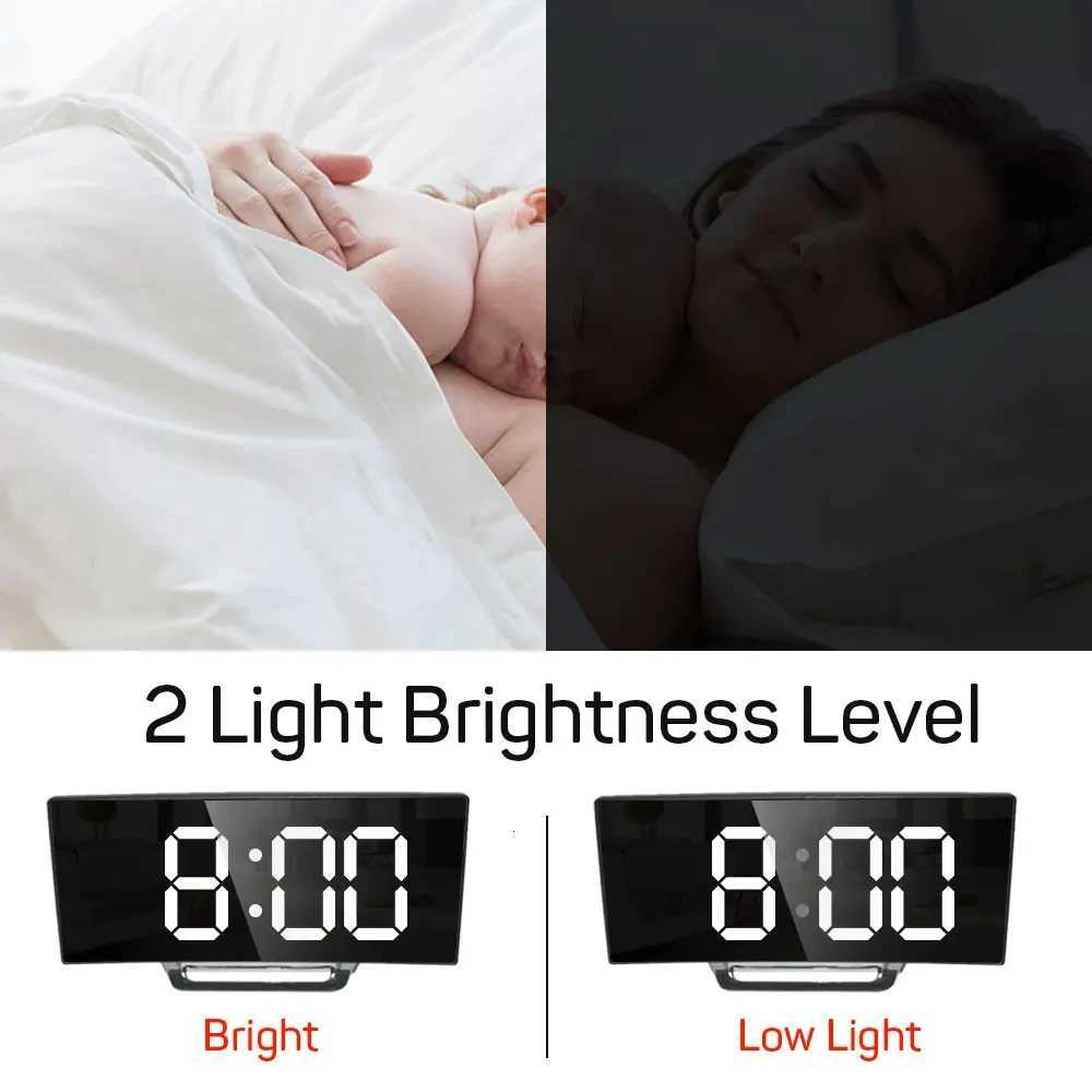 1pc LED Mirror Digital Clock Bedroom Office Travel Electronic Table Clock Desktop Makeup Mirror Alarm Clock Temperature Function M251205 - view 5