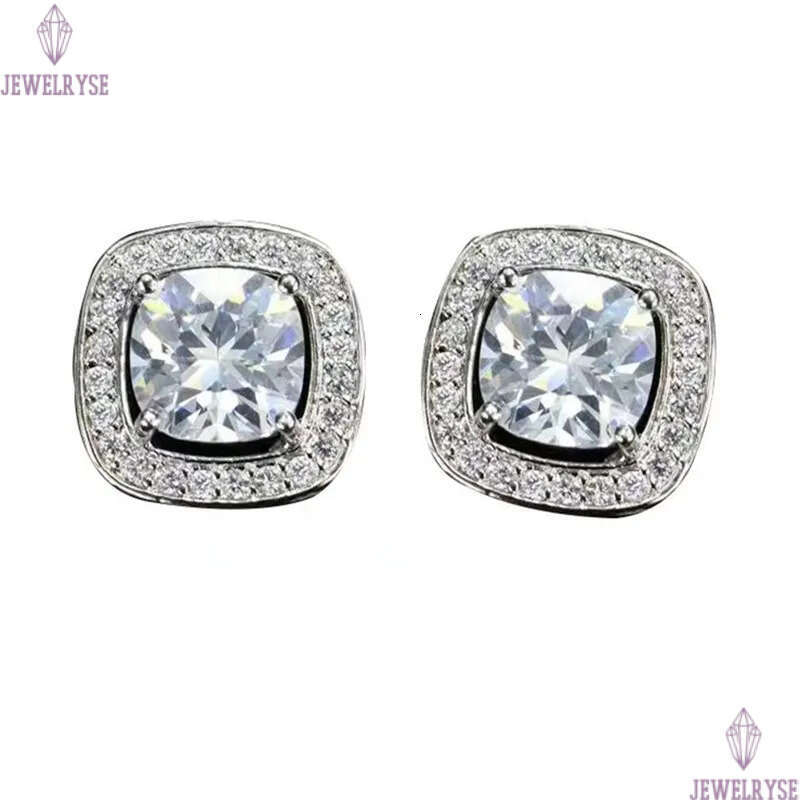 Top Grade Multicolor Square AAA Cubic Zirconia Earrings Stud Designer Copper Jewelry 16mm White Blue Red Diamond Silver Gemstone Earring For Women Gif