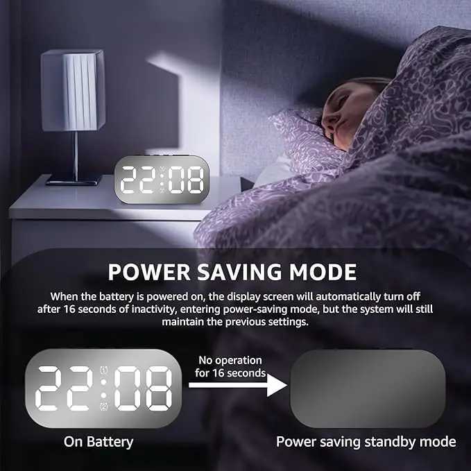 LED Digital Table Clock - Multifunctional Electronic Alarm ClockDisplay Time/Date/Cycle/Temperature for Desk/Bedroom Clock M251205 - view 6
