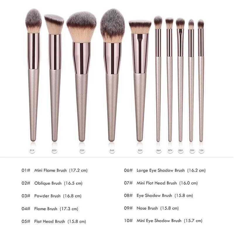 Hot Champagne Makeup Brushes Set for Women Cosmetic Foundation Powder Blush Eyeshadow Kabuki Blending Make Up Brush Beauty ToolsT251205