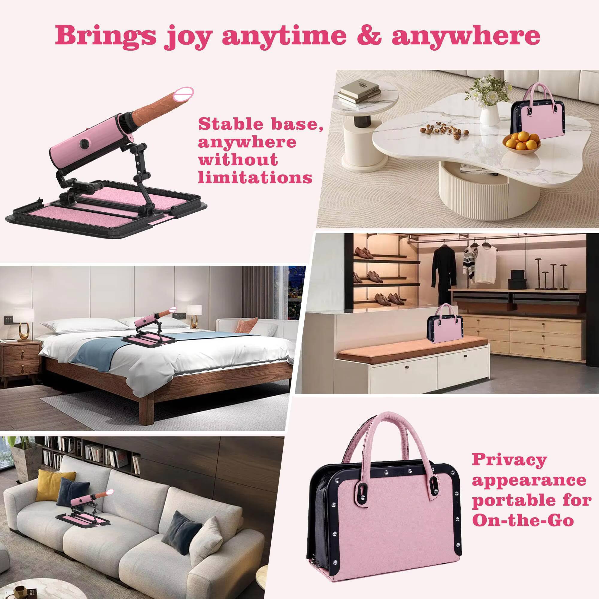 Upgraded Portable Automatic Dildo Machine Multi-Angle Multi-Speed Adjustable Thrusting Sex Machine with Heating Dildo for Women