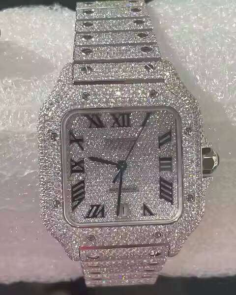 Luxury Fully Iced Out Moissanite Watch for Men | Custom Bust Down Stainless Steel Hip Hop Diamond Wristwatch with Date Display