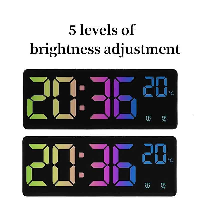 Colorful Digital Alarm Clock Voice Control Temperature Date Dual Alarm Snooze Table Clock Night Mode 12/24H LED Clock Watch M251205 - view 4