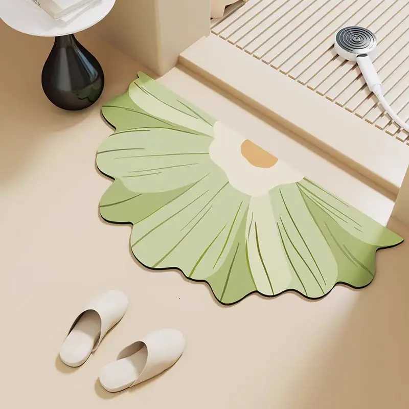 Half circular bathroom floor mat diatomaceous earth absorbent mat quick drying carpet anti slip floor mat for bathroom H251205