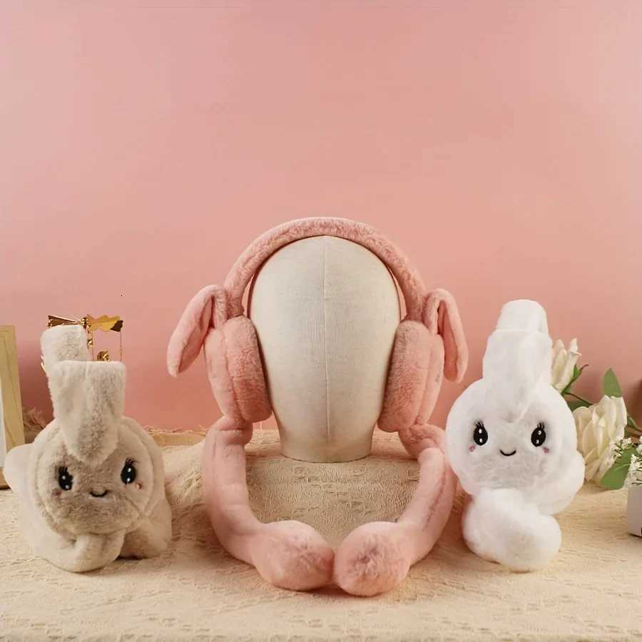 Cartoon Bunny Ear Warmers Plush Knitted Stretchable Polyester Ear Muffs Reusable Cozy Ear Covers for Winter Hand Wash CareXJ251205 - view 4