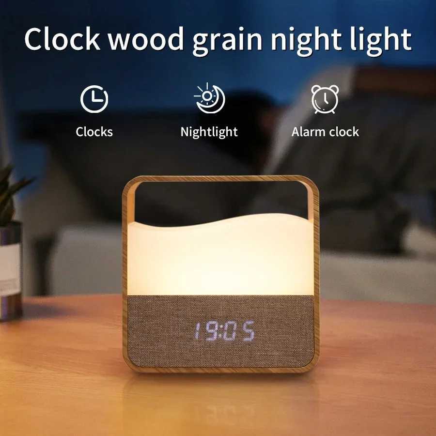LED Night Light with Alarm Clock Time Display Rechargeable Table Lamp Bedside Sleeping Lights for Adults Kids Baby Bedroom Decor M251205 - view 3