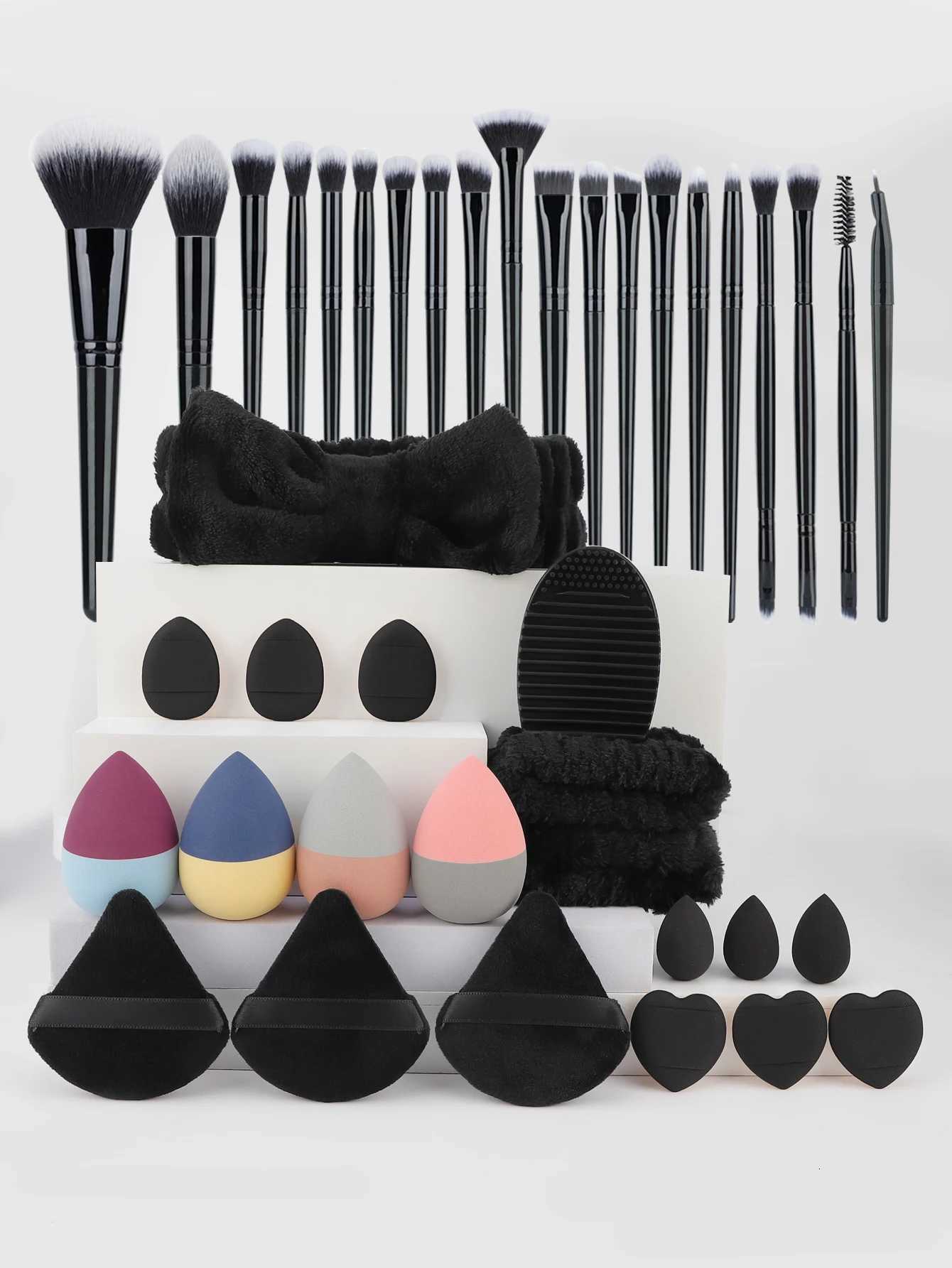 40Pcs Black Makeup Brushes Set Professional Makeup Kit Multi-functional Makeup Tool Set with Facial Makeup AccessoriesT251205