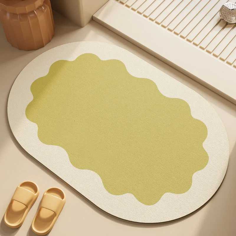 Dopamine cream wind diatom mud bathroom absorbent floor mat toilet door non-slip stepping foot pad quick drying pad H251205