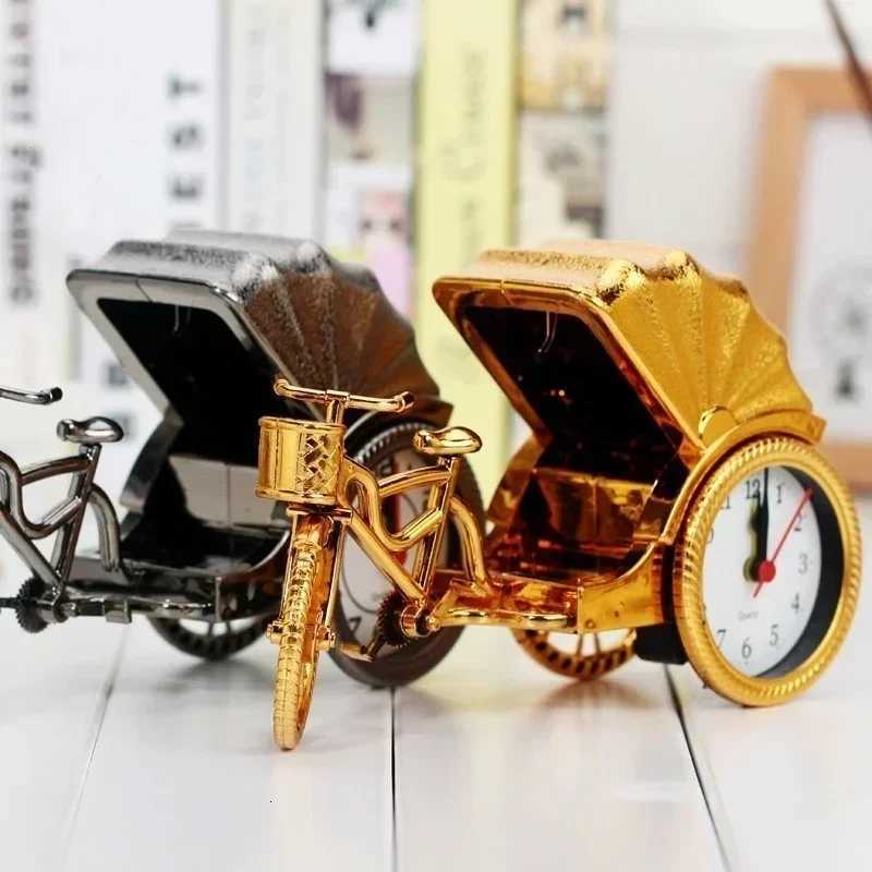 Retro Rickshaw Car Alarm Clock Plastic Desktop Decoration Home Model Bedside Clock Mechanical Movement Living Room M251205 - view 6