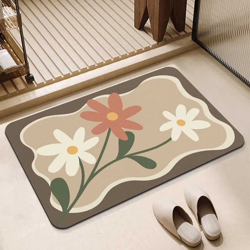 Simple modern light luxury diatom mud floor mat bathroom toilet door water absorption non-slip foot mat entry door mat H251205