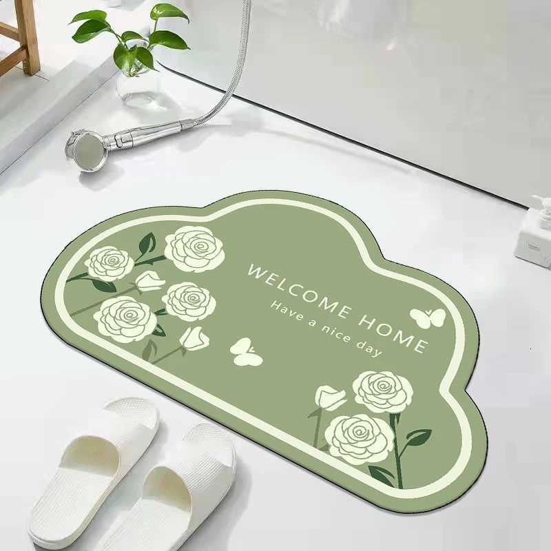 Thickened bathroom floor mat cream wind diatom mud absorbent mat toilet door floor mat toilet quick-drying non-slip carpet H251205