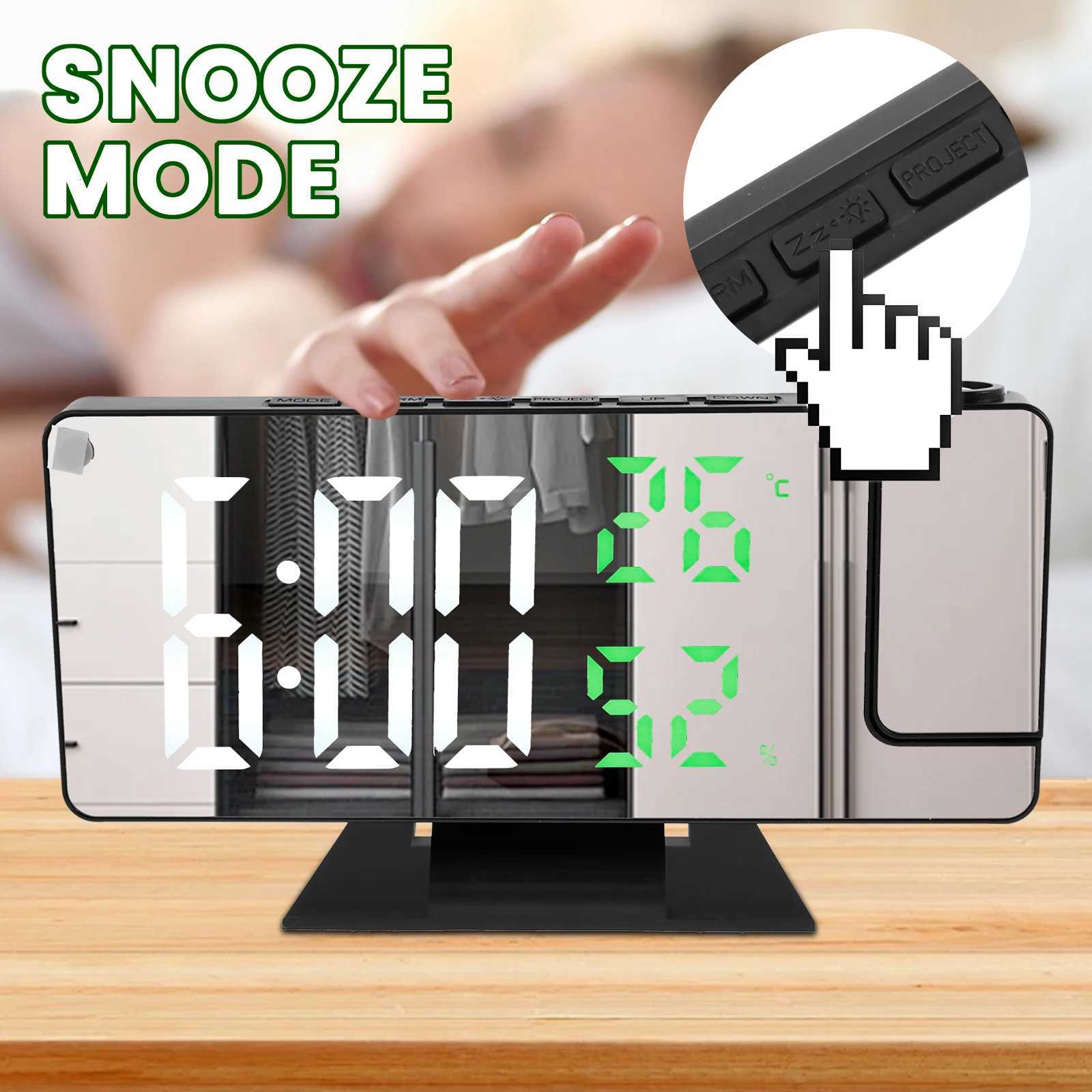 LED Digital Alarm Clock Projection Clock with 180Rotatable Projector Mirror Large Screen Projection Clock For Home Office Table M251205 - view 3