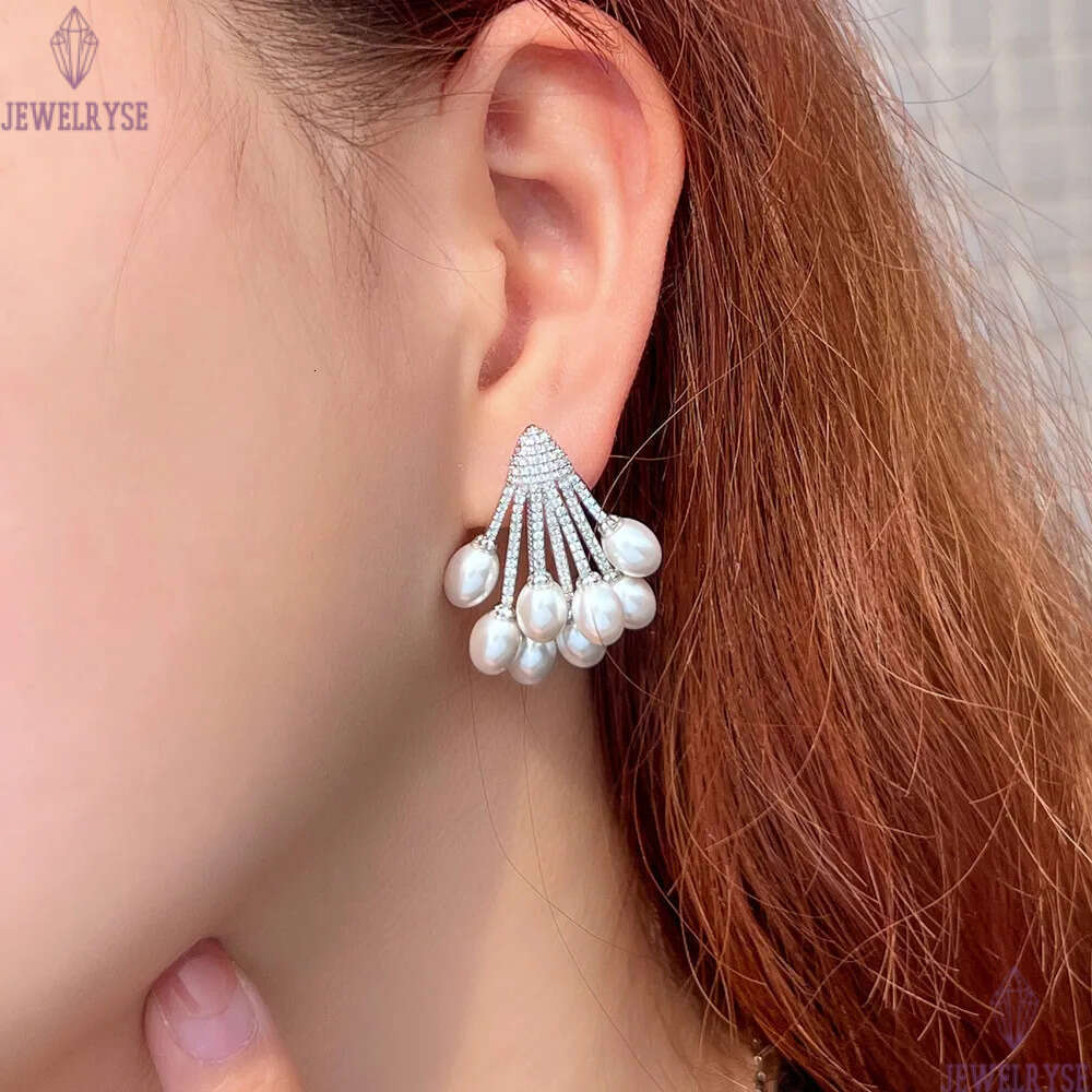 Charm Vintage 18K Gold Baroque Pearl Designer Earring for Woman AAA Cubic Zirconia Copper Womens Party Bridal Wedding Engagement Diamond Earrings Jewe