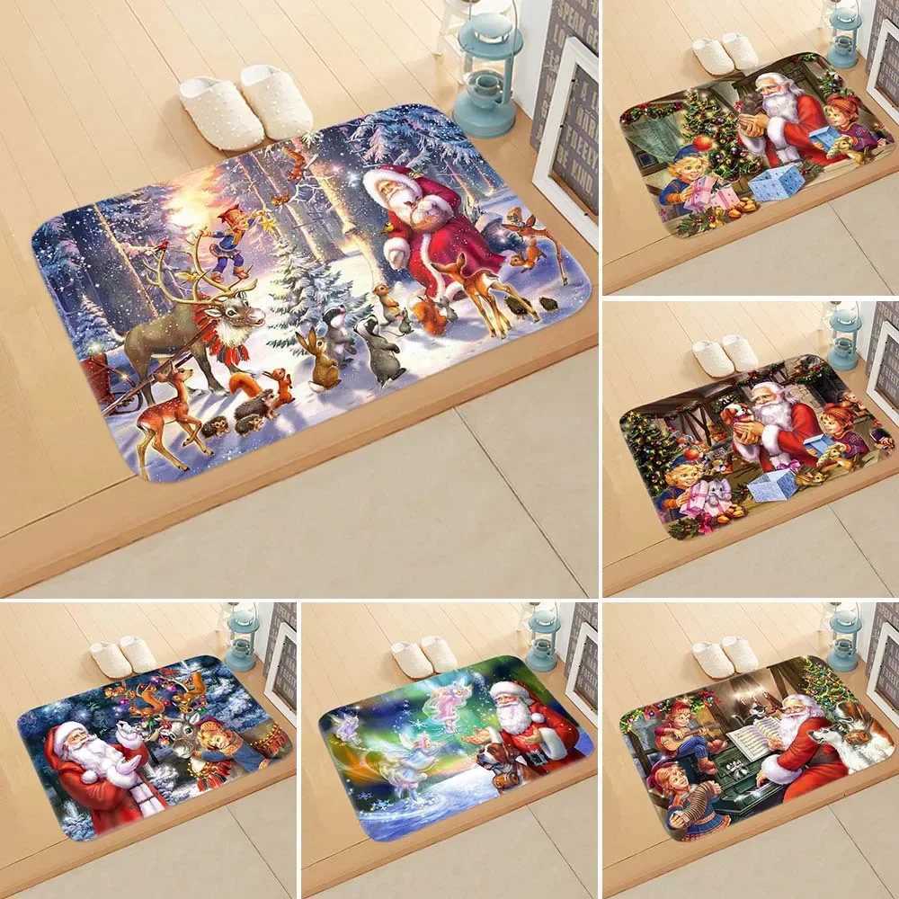 Christmas Welcome Sign Carpet Indoor Porch Rug Santa Decor Greeing Home Entrance Floor Welcome Door Mat Dwarf Christmas H251205