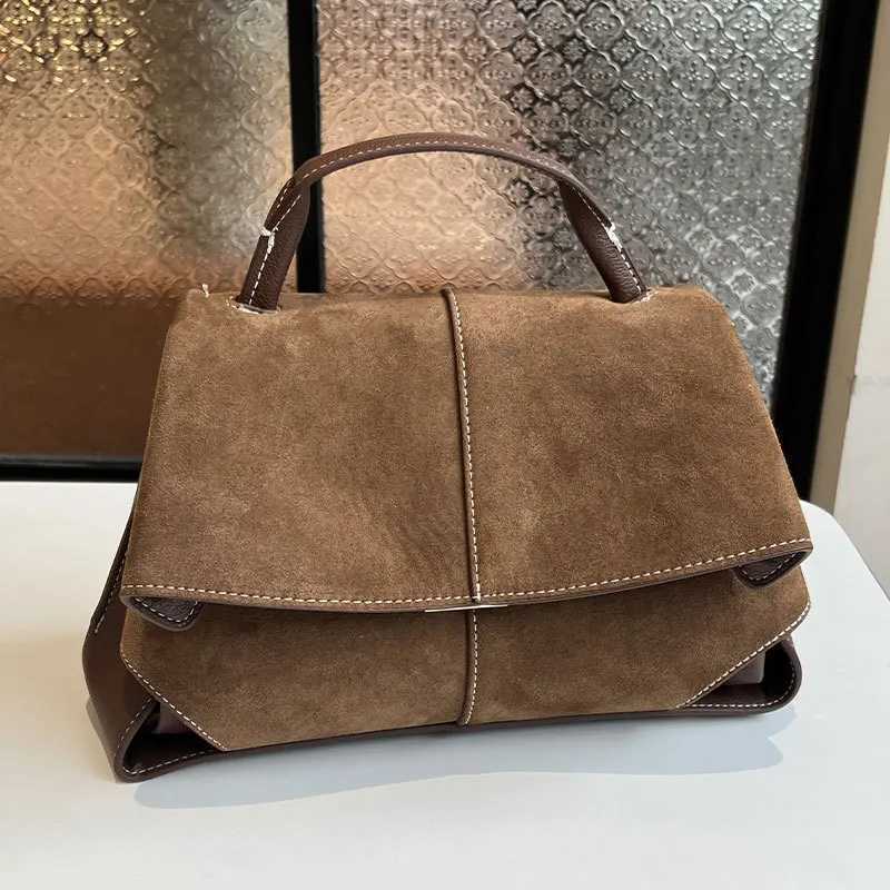 Vintage Branded Handbag High-end Suede Shoulder/crossbody Bag Trendy Flap Brown Tote Bag Large Capacity Commuter Bag For WomenT251205