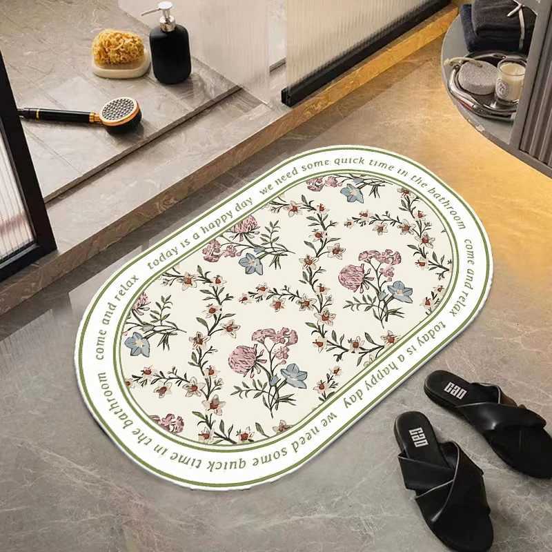 Diatom mud bathroom floor mat toilet door absorbent foot mat toilet carpet bathroom non-slip mat quick drying H251205