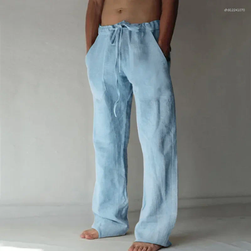 Men's Pants 2026 Men Spring Summer Quality Trousers Mens Cotton Breathable Comfortable Casual Home Straight Linen