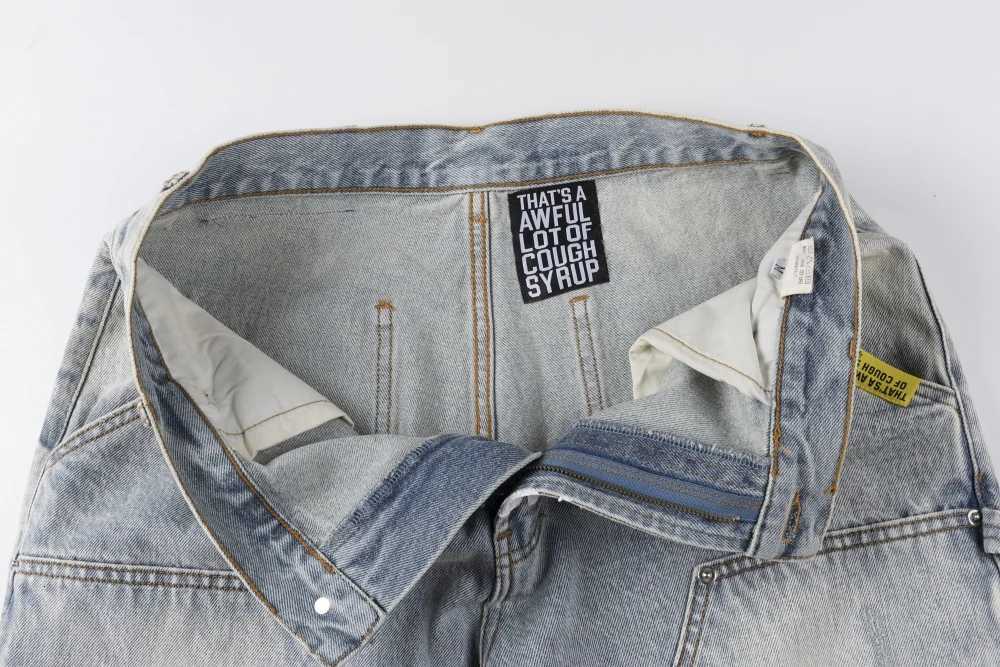 American Denim Shorts Men Personality Brand Diamond Inlaid Print Jeans Men Casual Pants X251205