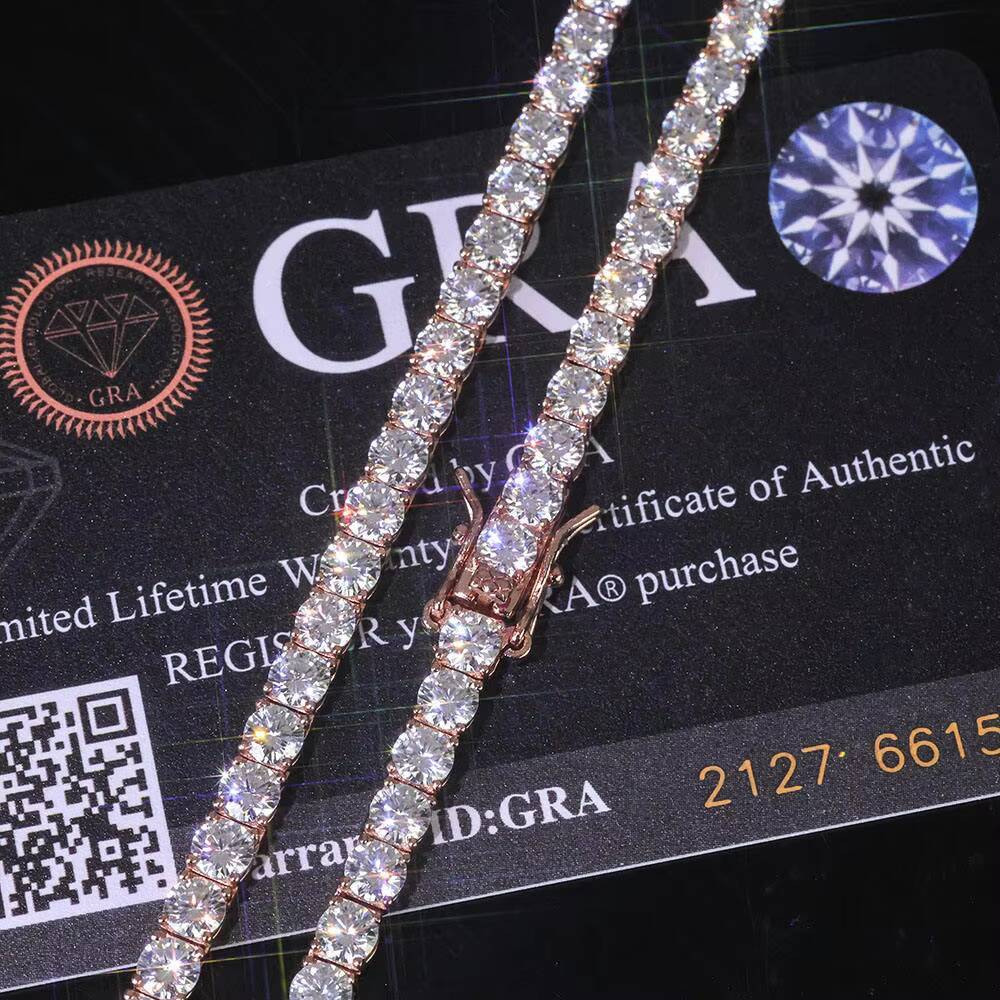 Hot Sale 925 Sterling Silver Tennis Bracelet Rose Gold Plated Round Brilliant Cut VVS Moissanite Jewelry for Women and Men