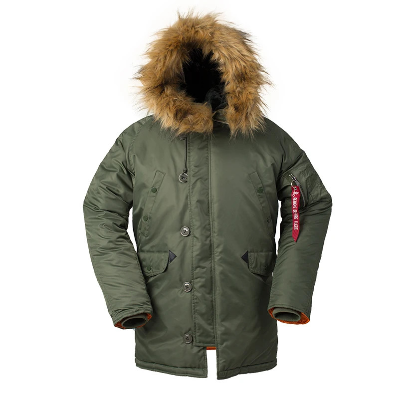 2025 Winter N3B puffer men long coat military fur hood warm tactical bomber army korean thick parka 251129 - view 4