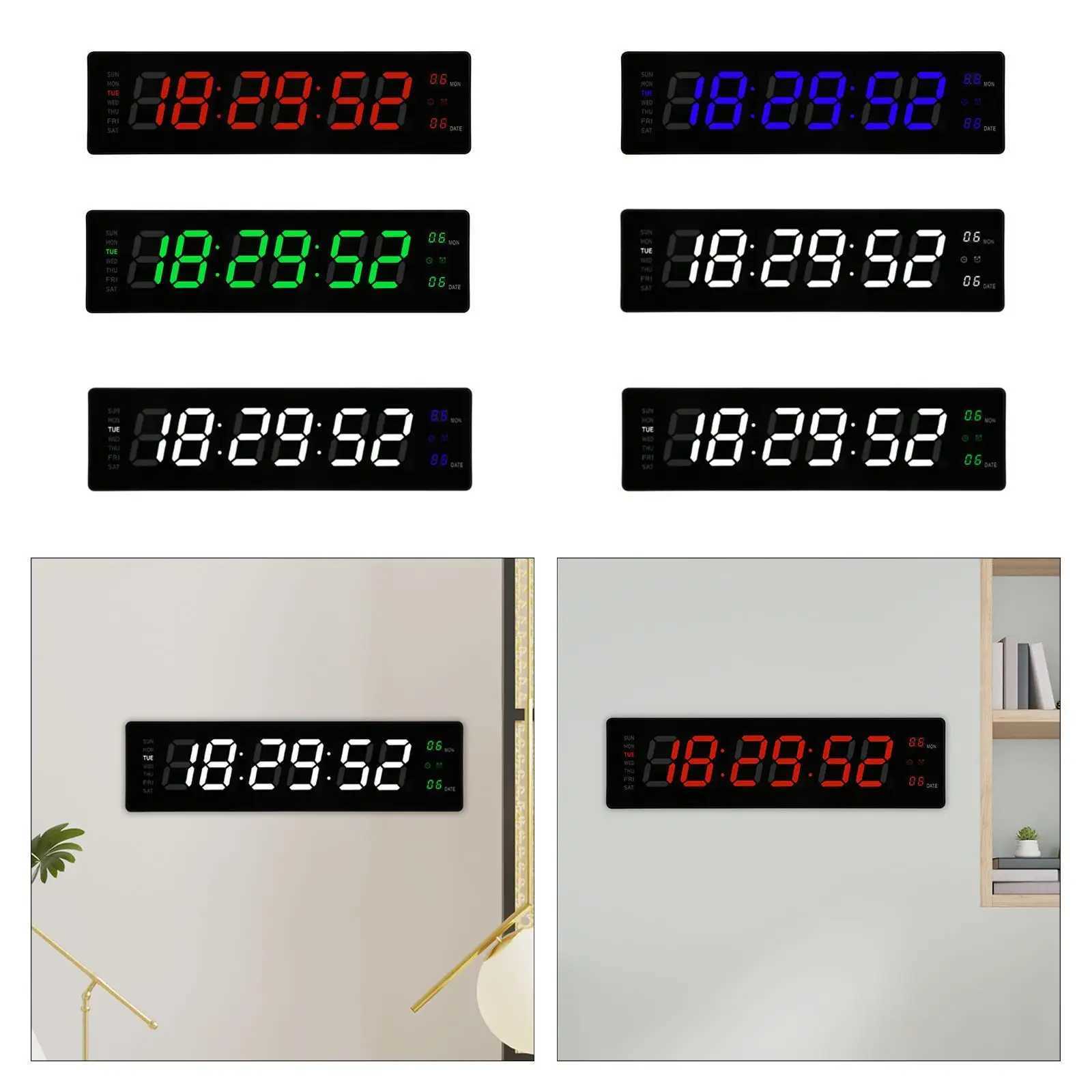 Wall Hanging Alarm Clock Bedroom Large Numbers LED Digital Clock Large Screen Display for Teens Hotel Living Room Studio Gym M251205 - view 3