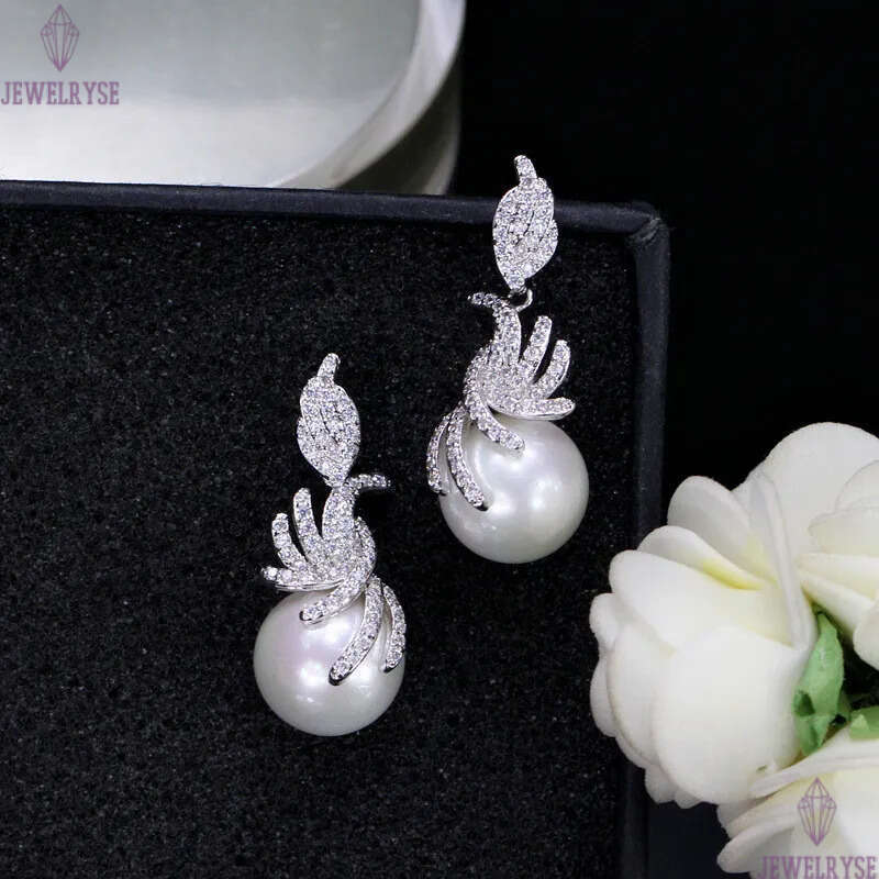 Luxury Charm Pearl earring designer for woman AAA Cubic Zirconia Silver Plated South American Water Drop White Diamond Earrings Jewelry For Women Teen