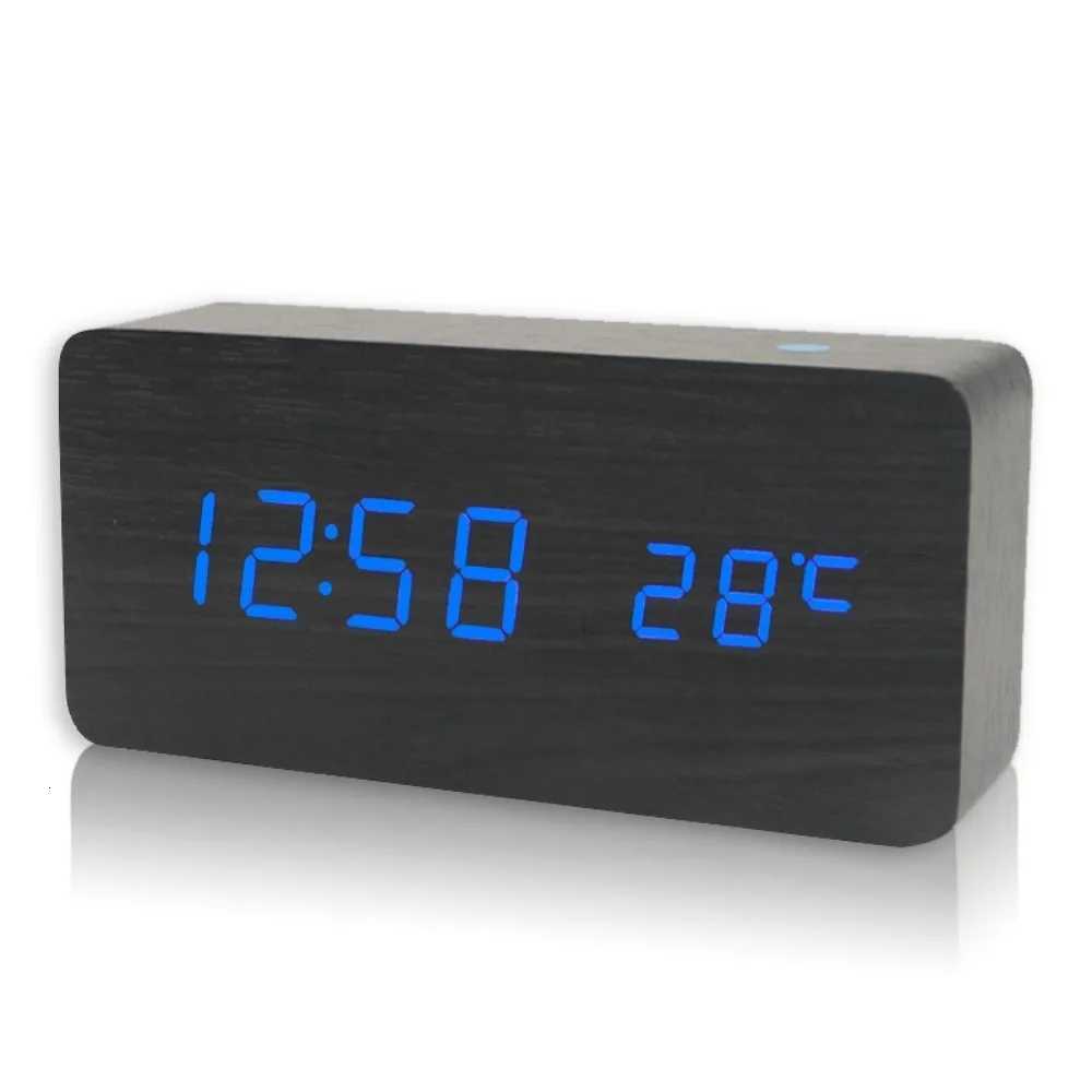 Alarm Clock LED Wooden Watch Table Voice Control Digital Wood Despertador USB/AAA Powered Electronic Desktop Clocks M251205 - view 7