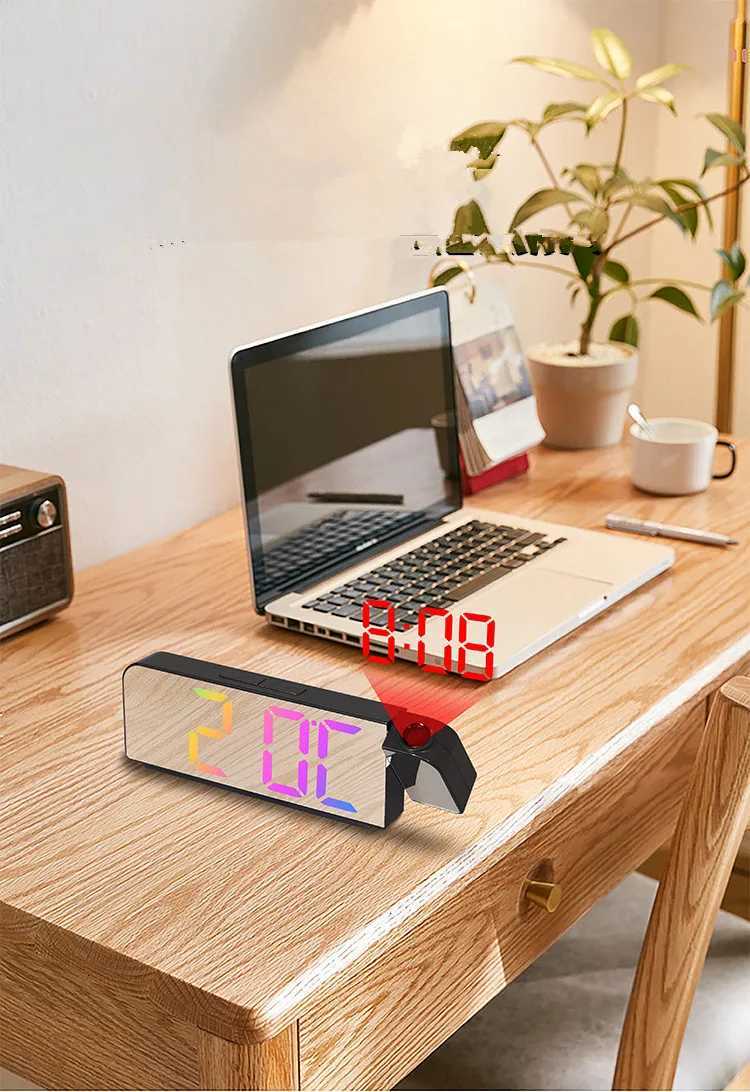 Large Digital Wall Clock Digital Alarm Clock 180 Arm Projection Alarm Clock Time Temperature Memory Table Clock 2 Display Modes M251205 - view 7