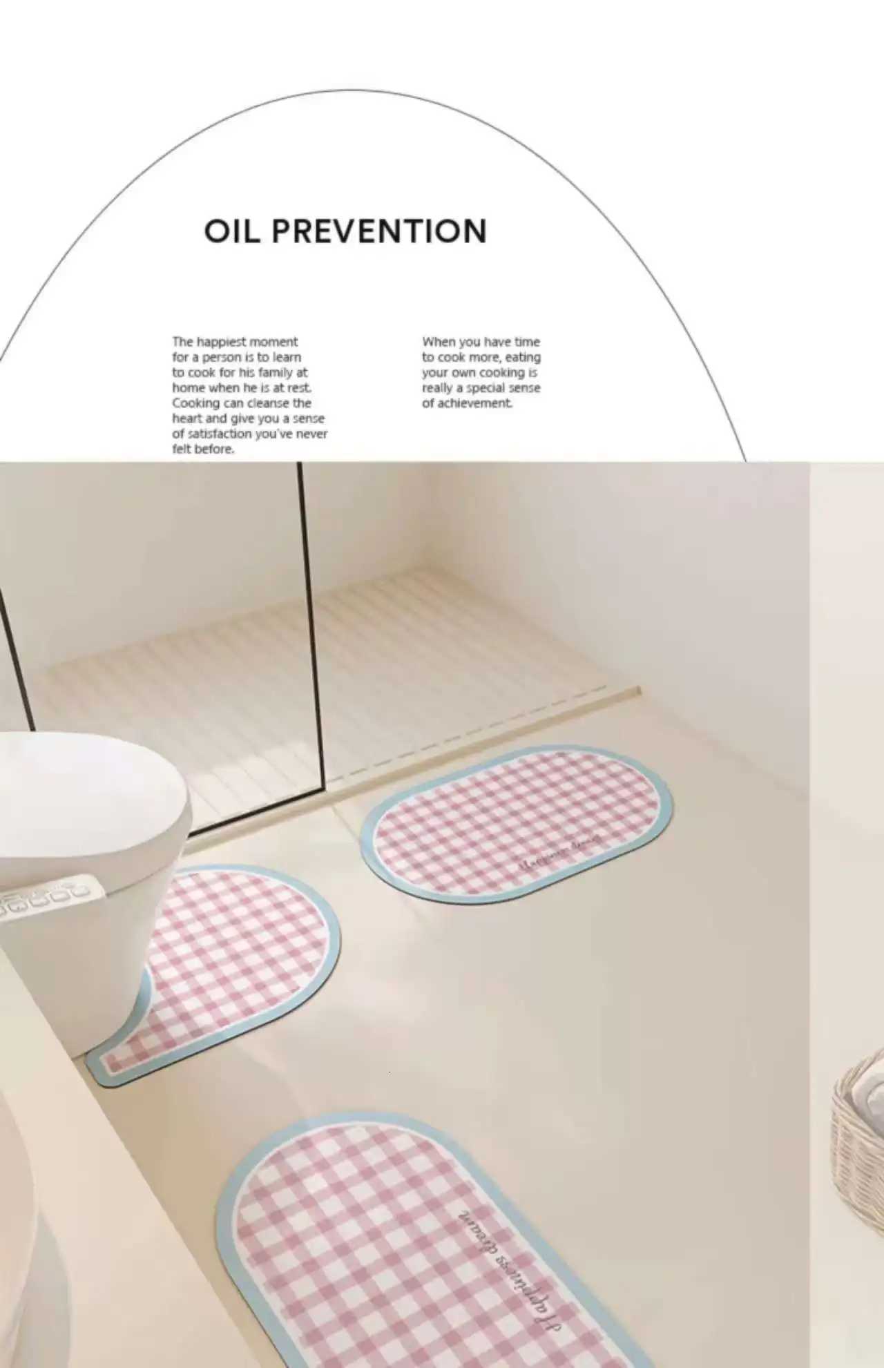 VIKAMA Cute Plaid Three-Piece Carpet Bathroom Floor Mat Toilet Mat Door Mat Comfortable Waterproof Small Rug Home Decoration H251205