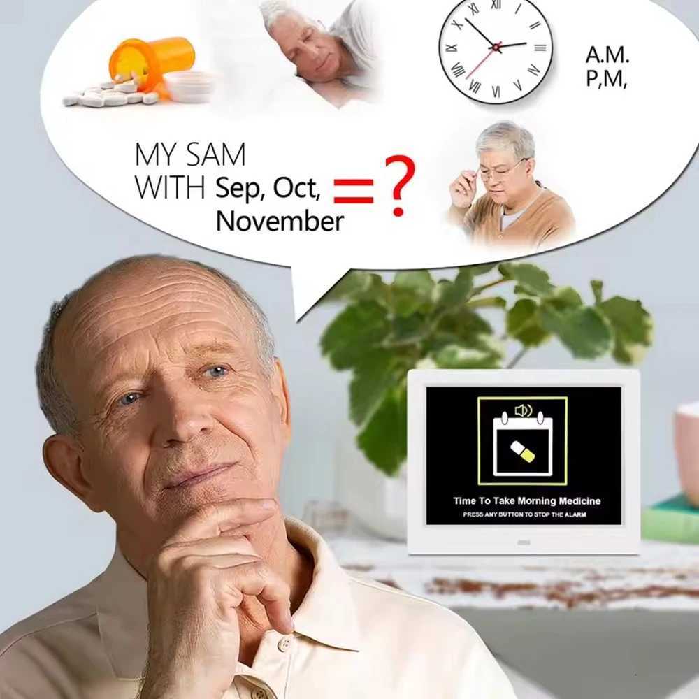 7 Inch Digital Calendar Alarm Clock with 4 Alarm Options 10 LanguagesPhoto Frame Media Playerlarge Dementia Alzheimers Clock M251205 - view 5