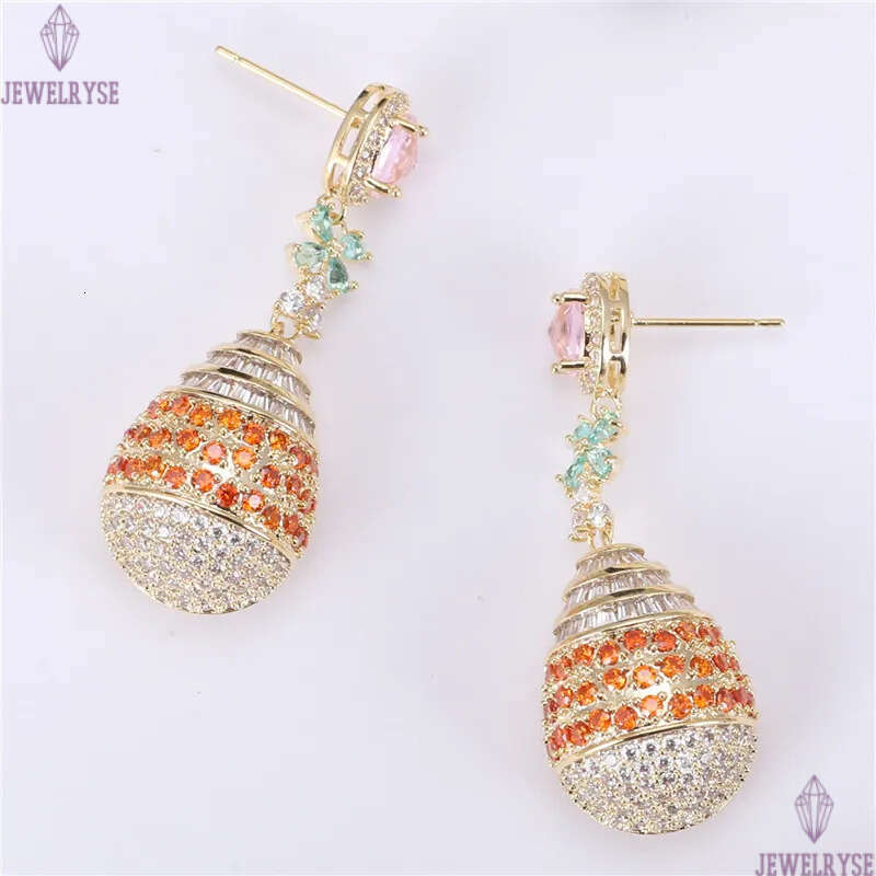 Charm Noble Diamond Earring Designer for Woman Party Colorful AAA Cubic Zirconia South American Copper Long Dangle Womens 18K Gold Earrings Fashion Je