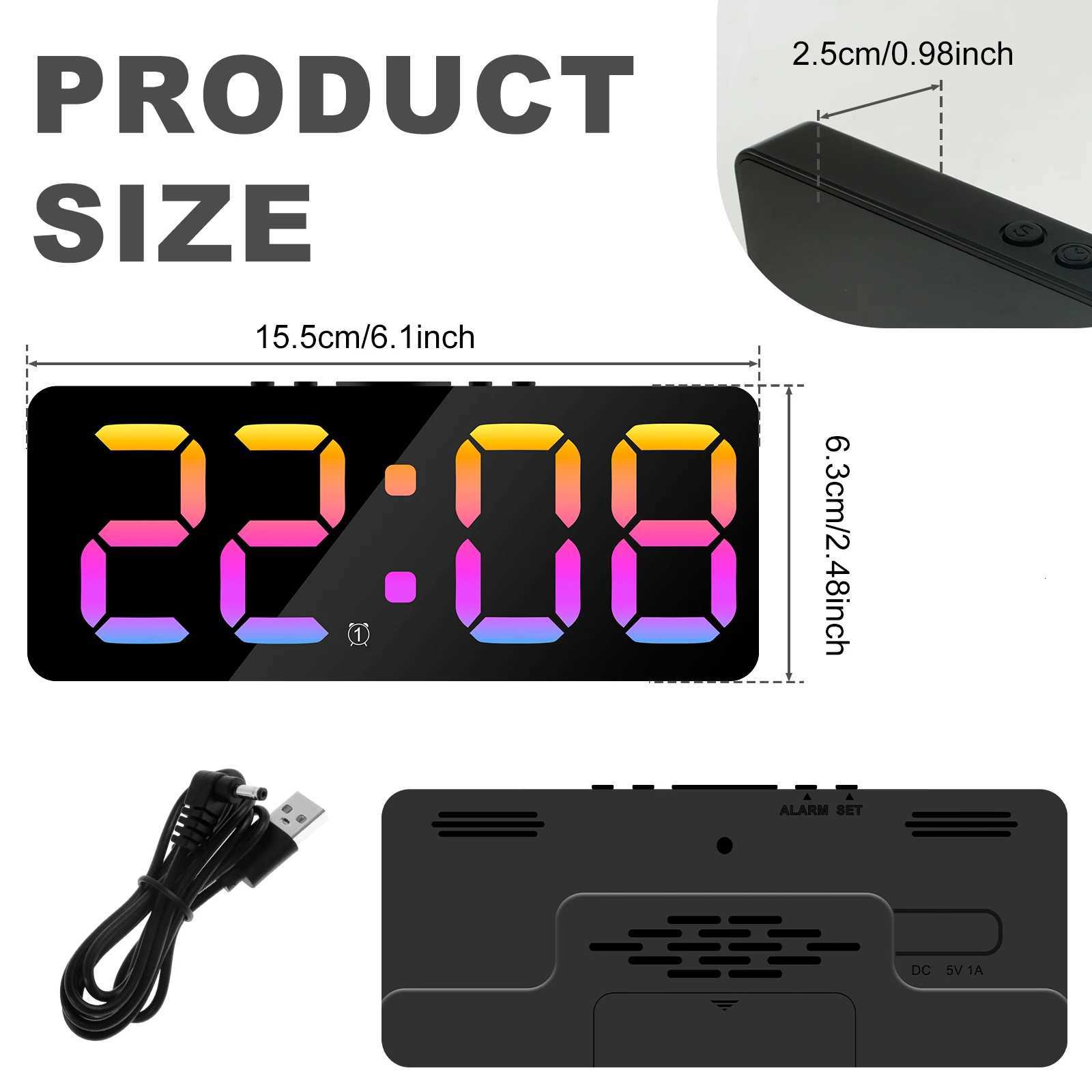 Digital Alarm Clock Large LED Display Brightness Dimmable Digital Clock with USB Charging Ports Snooze Bedside Alarm Clock M251205 - view 7