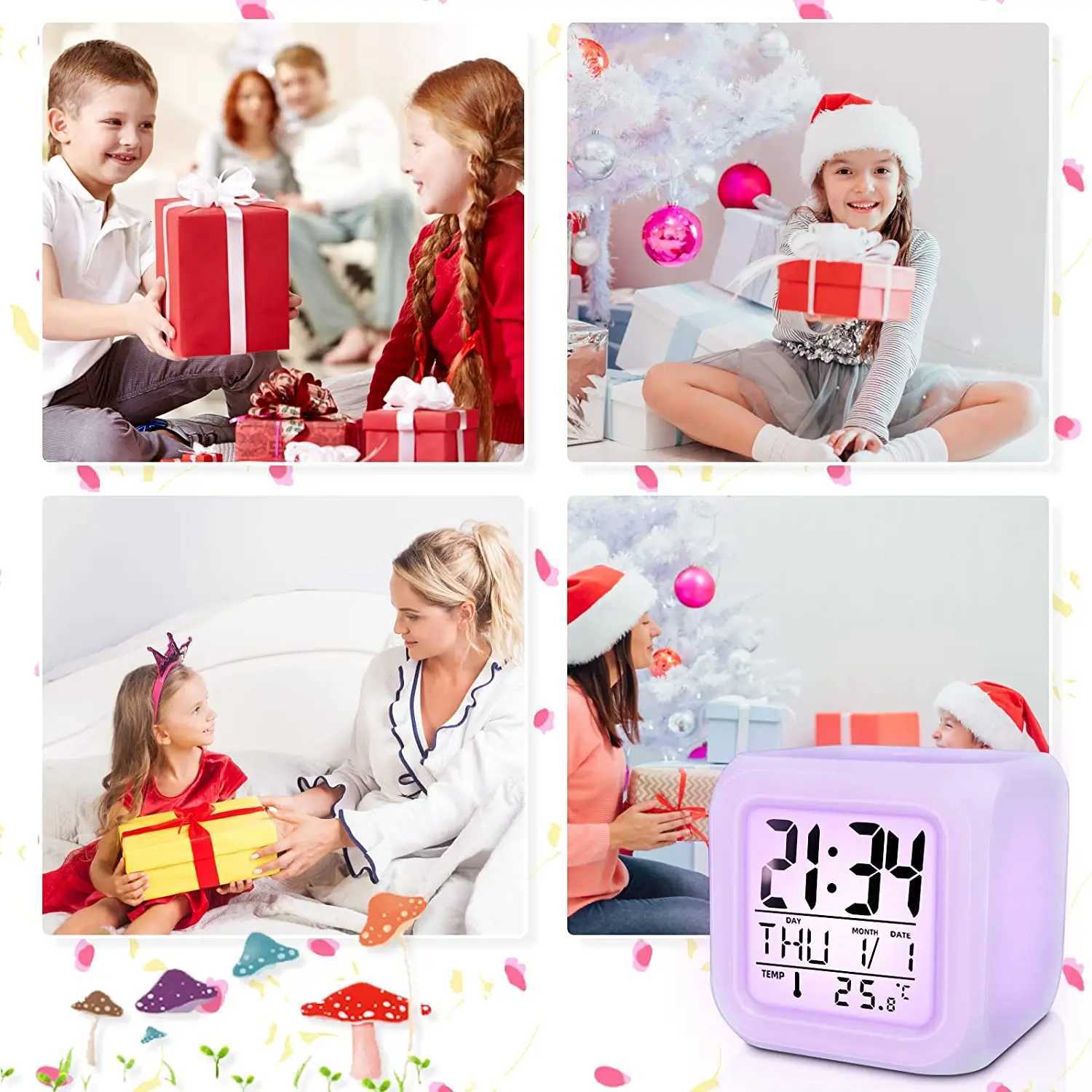Colorful Cube Alarm Clock - Creative Luminous Home Desk Clock with Color Changing Feature M251205 - view 4