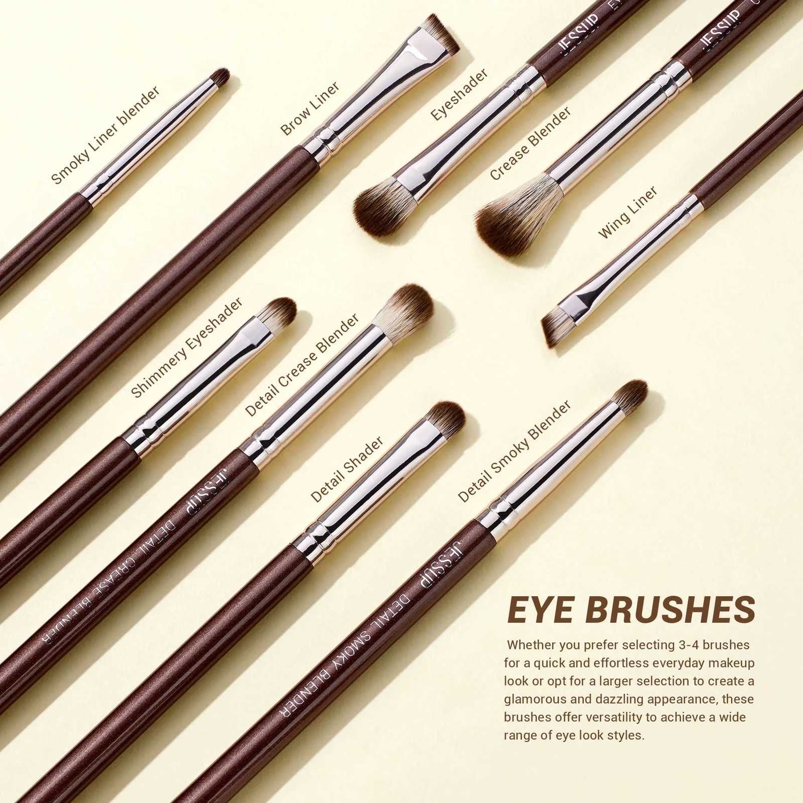 Jessup Makeup Brushes set 15pcs Brown Make up Brushes Vegan Foundation Blender Concealer Powder Eyeshadow Highlighter BrushT498T251205
