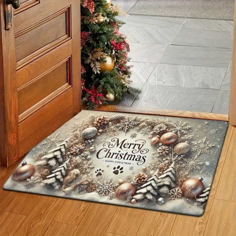 VIKAMA Christmas Silver Footprint Floor Mat Non-Slip And Dirt-Proof Entrance Of The Hallway Or Bathroom Floor Mat Home Deco H251205