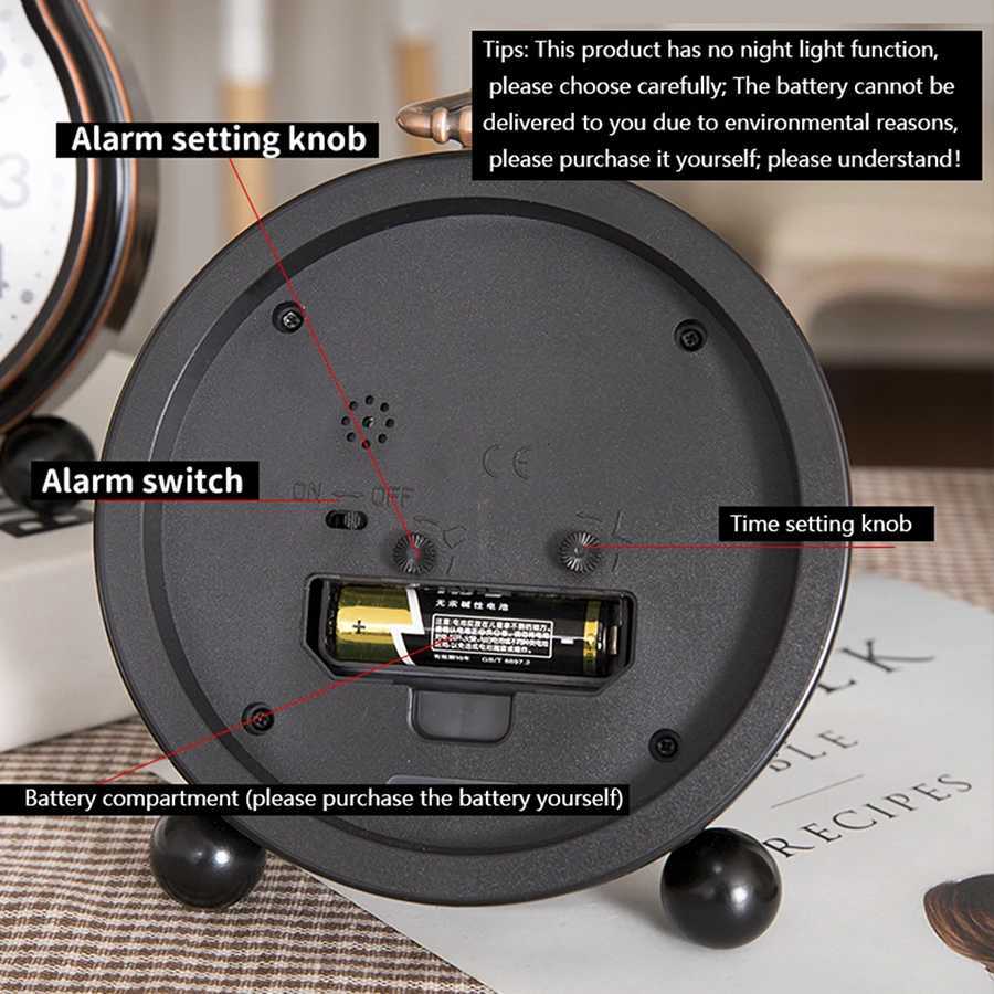 1 piece retro metal base clock American creative clock Personalized and minimalist pointer clock Room and home decoration use M251205 - view 3
