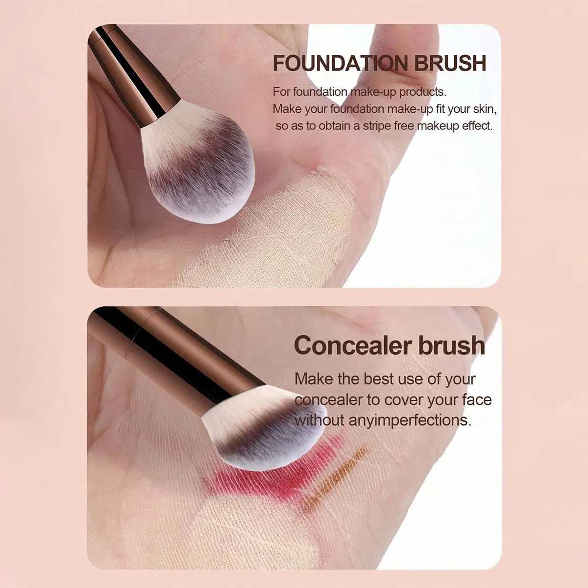 7pcs Professional Makeup Brush Set Includes 4pcs Dual-Ended Face Brushes 1pc Angled Brush 1pc Short Handle Foundation BrushT251205