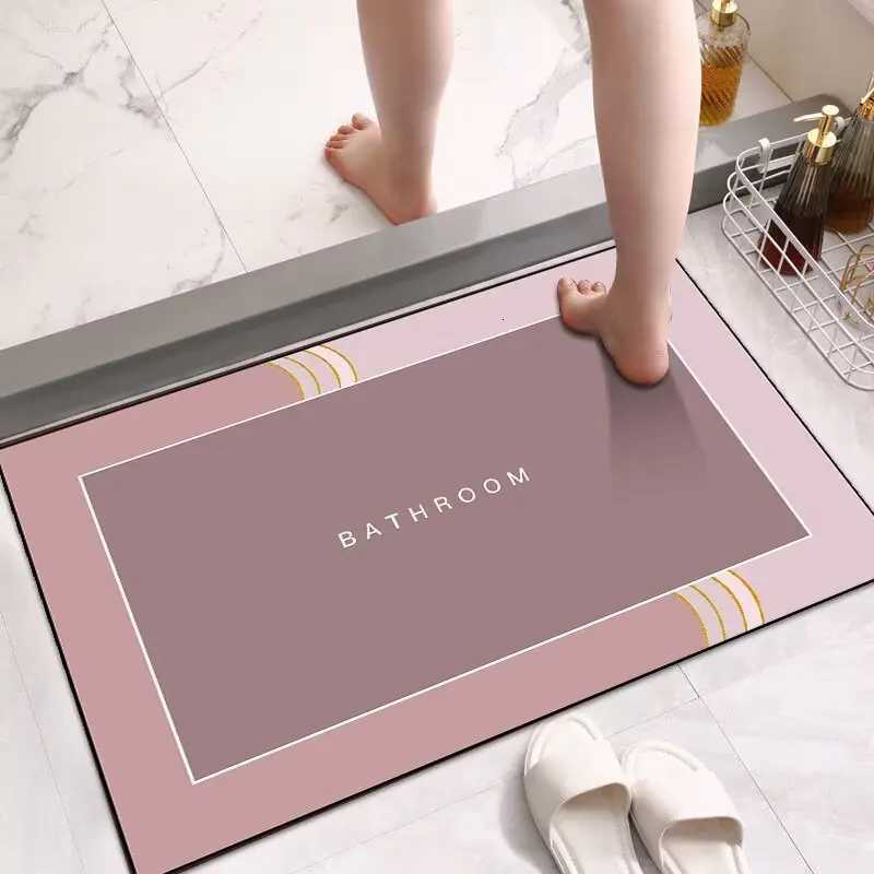 Toilet floor mat soft diatom mud quick drying bathroom door water absorption non-slip foot mat H251205
