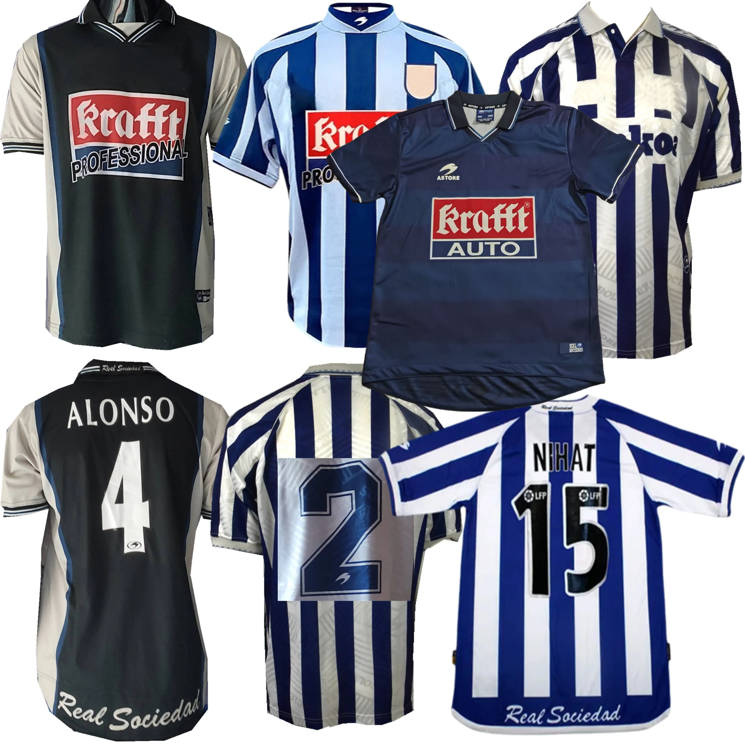1994 1995 1999 2000 2002 2003 Real retro soccer jerseys Xabi Alonso Nihat KOVACEVIC DE PEDRO Sociedad vintage classic football shirt