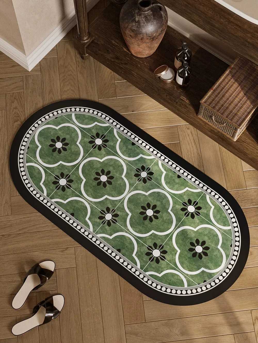 Retro Bathroom Super Absorbent Foot Pad Floor Mat Non-slip Bathmat U-shaped Closestool Three-piece Suit Bathtub Carpet Quick Dry H251205